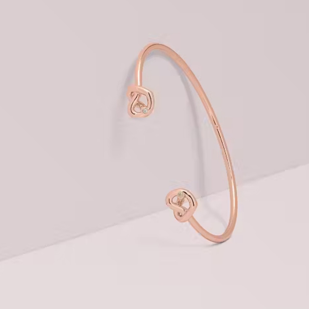 $78 Kate Spade Loves me Knot Double Heart Dainty Cuff Bracelet  in rose gold - Picture 4 of 4